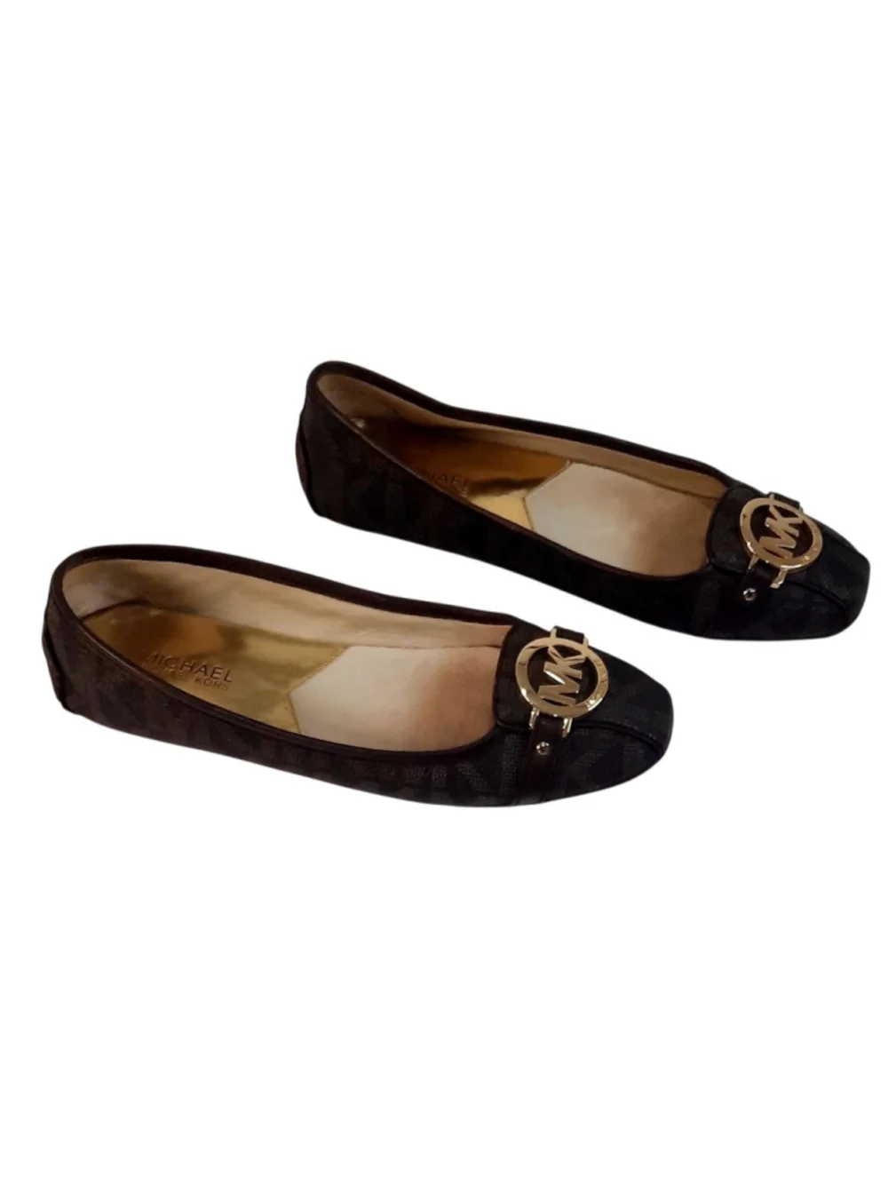 michael kors gold dress shoes | | Michael Kors Fulton Moccasin Flats In Brown Logo Pvc With Hardware Size 85 YGroup_fluorescents-halter-mini-dress